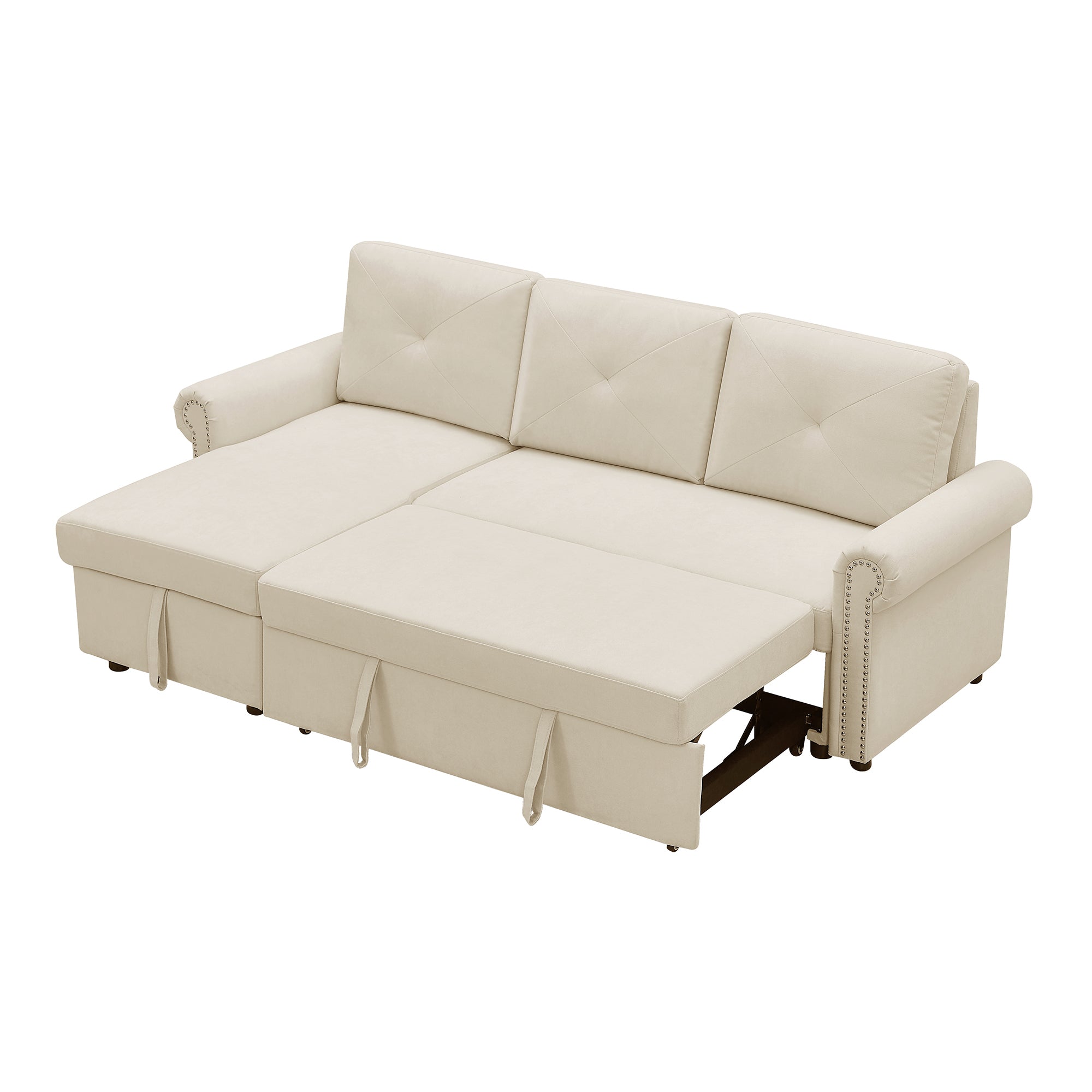 Orisfur. 83" Sleeper Sofa Bed Convertible Sectional Couch, 3-Seater L-Shape Corner Couch with Storage Chaise for Living Room Apartment - Atlantic Fine Furniture Inc