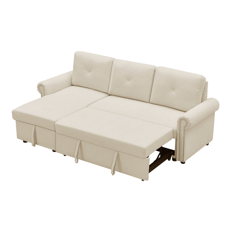 Orisfur. 83" Sleeper Sofa Bed Convertible Sectional Couch, 3-Seater L-Shape Corner Couch with Storage Chaise for Living Room Apartment - Atlantic Fine Furniture Inc