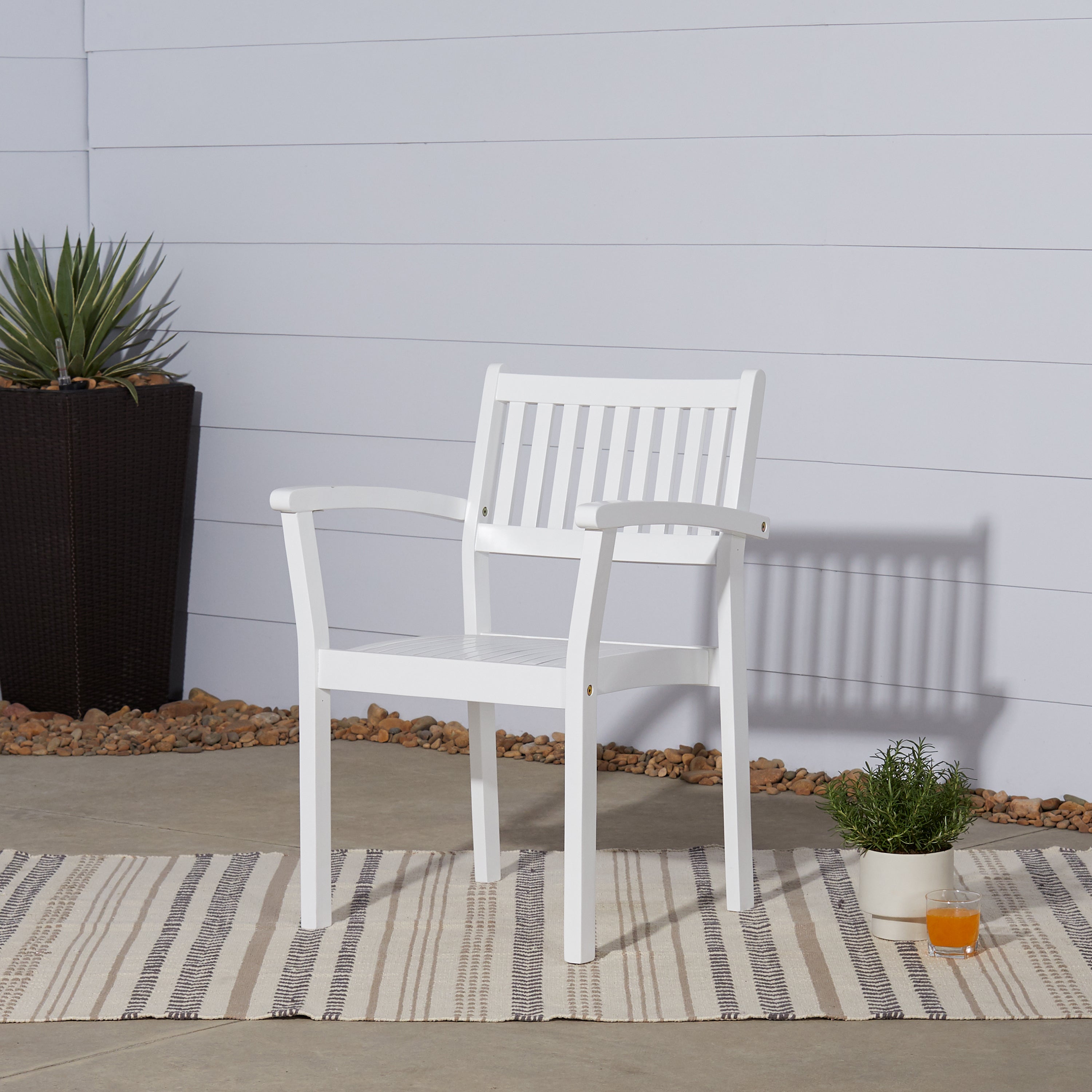Bradley Outdoor Patio Wood Garden Stacking Armchair (Set of 2) - Atlantic Fine Furniture Inc