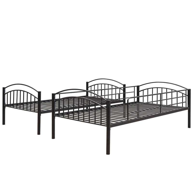Twin Over Twin Metal Bunk Bed, Divided Into Two Beds (Black)
