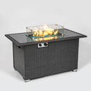 Outdoor 44" Gas Propane Fire pit  Table  Rectangle  50,000 BTU with  8mm Tempered Glass Tabletop & Blue Stone& Steel table lid &Table waterproof dusty Cover ,ETL Certification (Grey) - Atlantic Fine Furniture Inc