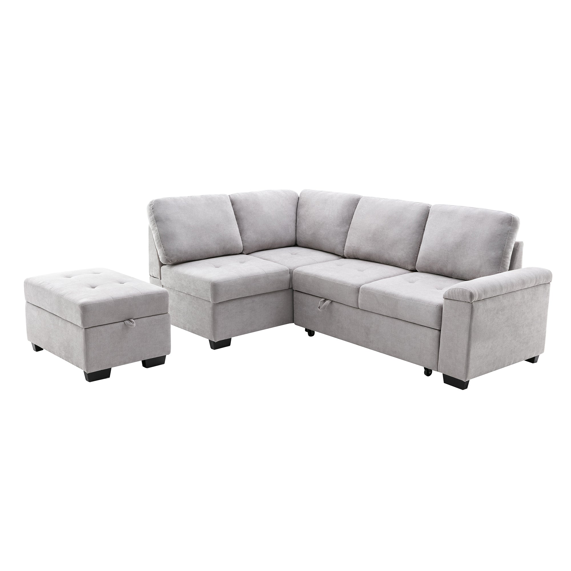 Orisfur. 86" Sleeper Sectional Sofa, L-Shape Corner Couch Sofa-Bed with Storage Ottoman &  Hidden Arm Storage for Living Room Apartment - Atlantic Fine Furniture Inc