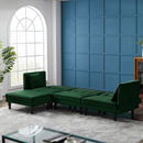REVERSIBLE SECTIONAL SOFA SLEEPER WITH 2 PILLOWS DARK GREEN VELVET（W223S00093） - Atlantic Fine Furniture Inc