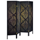 Haidera - 4-Panel Room Divider Folding Screen - Black Damask - Atlantic Fine Furniture Inc