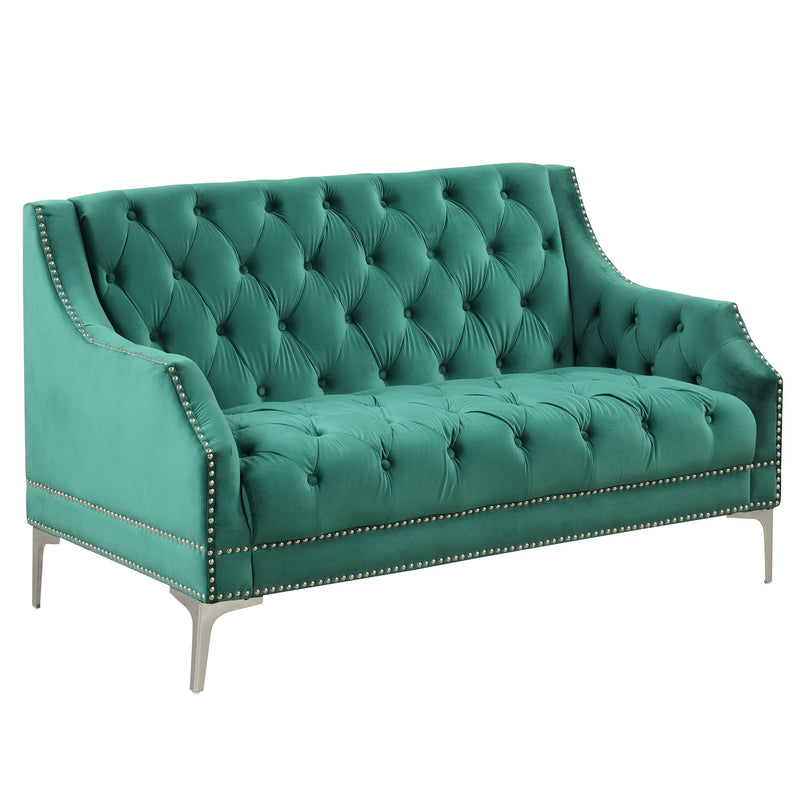 55.5" Modern Sofa Dutch Plush Upholstered Sofa With Metal Legs, Button Tufted Back Green