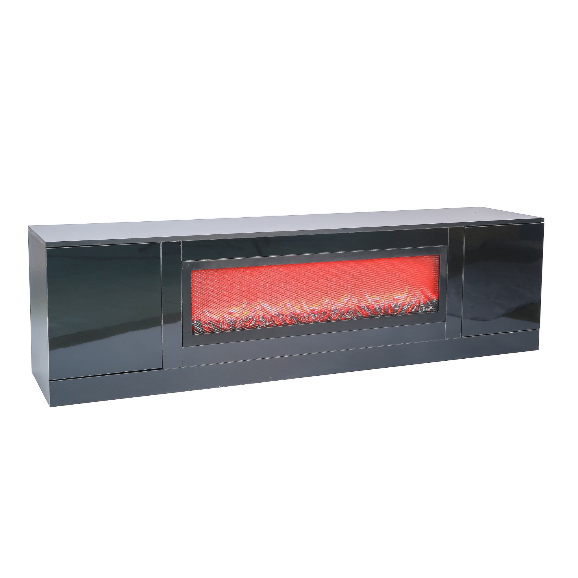 Living room furniture modern black electric fireplace TV stand with insert fireplace,without remote and heating - Atlantic Fine Furniture Inc