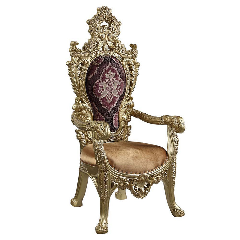 Bernadette - Arm Chair (Set of 2) - Pattern Fabric & Gold Finish
