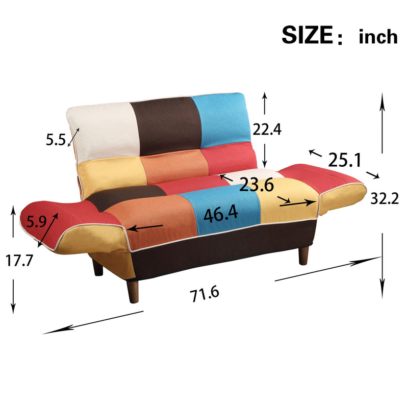 Small Space Colorful Sleeper Sofa - Solid Wood Legs