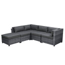 U_Style 8 Piece Rattan Sectional Seating Group with Cushions, Patio Furniture Sets, Outdoor Wicker Sectional - Atlantic Fine Furniture Inc