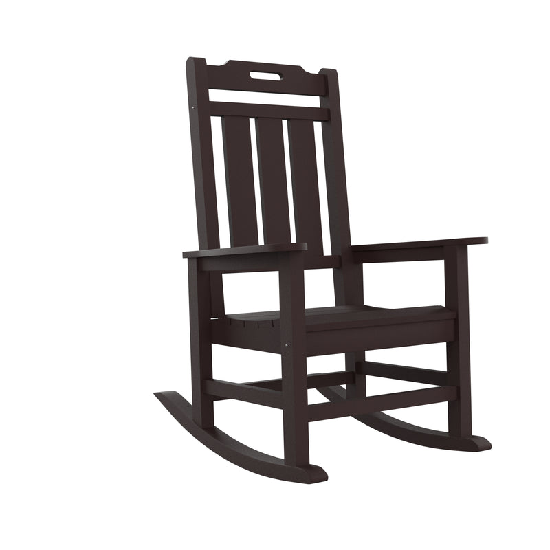 Presidential Rocking Chair HDPE Rocking Chair Fade-Resistant Porch Rocker Chair, All Weather Waterproof for Balcony/Beach/Pool Brown - Atlantic Fine Furniture Inc