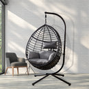 Egg Swing Chair with Stand, 300 LBS Capacity, With Comfortable Cushion, 37.4x37.4x76.77 (Grey) - Atlantic Fine Furniture Inc