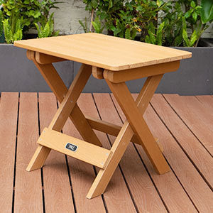 TALE Adirondack Portable Folding Side Table Square All-Weather and Fade-Resistant Plastic Wood Table Perfect for Outdoor Garden, Beach, Camping, Picnics Brown - Atlantic Fine Furniture Inc