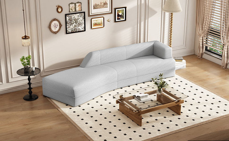 Curved Chaise Lounge Modern Indoor Sofa Couch For Living Room, Grey