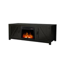 Farmhouse TV Stand, Fireplace TV Stand, Wood Entertainment Center Media Console with Storage,Black - Atlantic Fine Furniture Inc