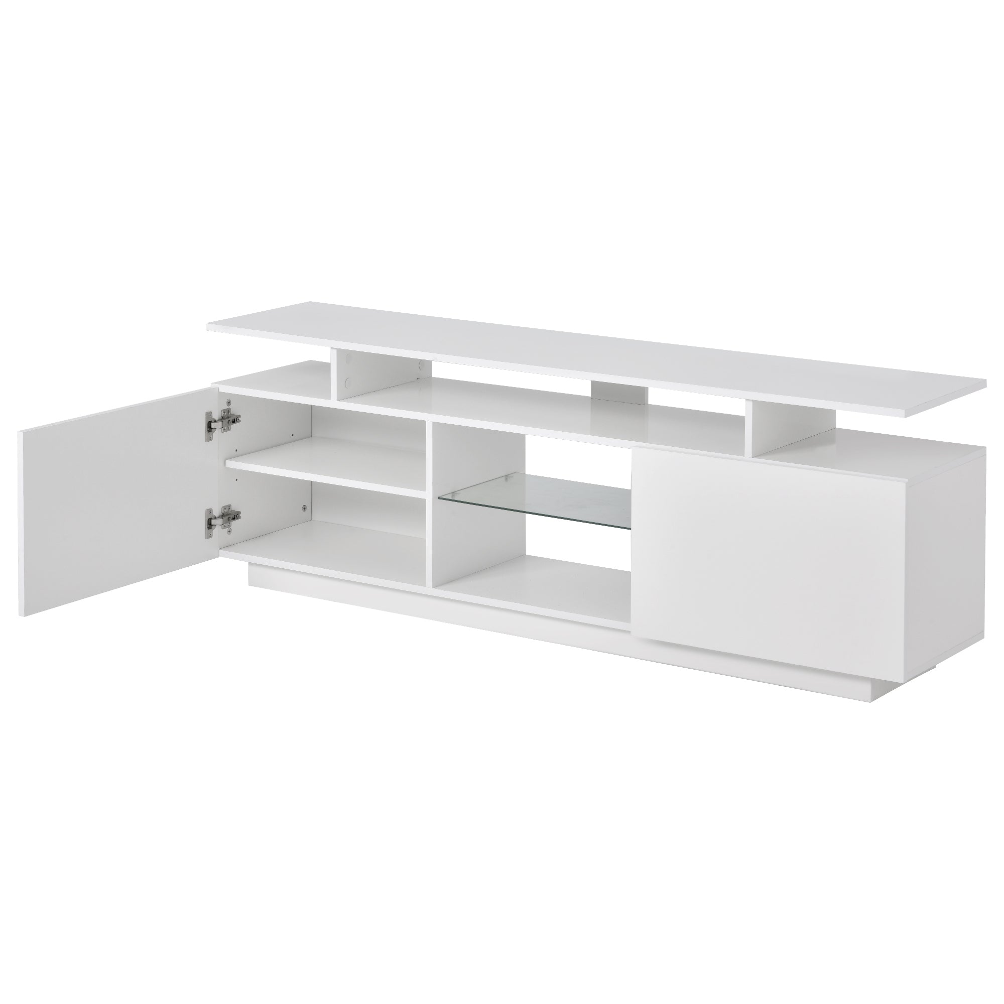 ON-TREND Modern TV Stand for TVs up to 65inches with LED lights, 16 Colors, for Livingroom, Bedroom, White  (OLD SKU: WF280706AAK) - Atlantic Fine Furniture Inc