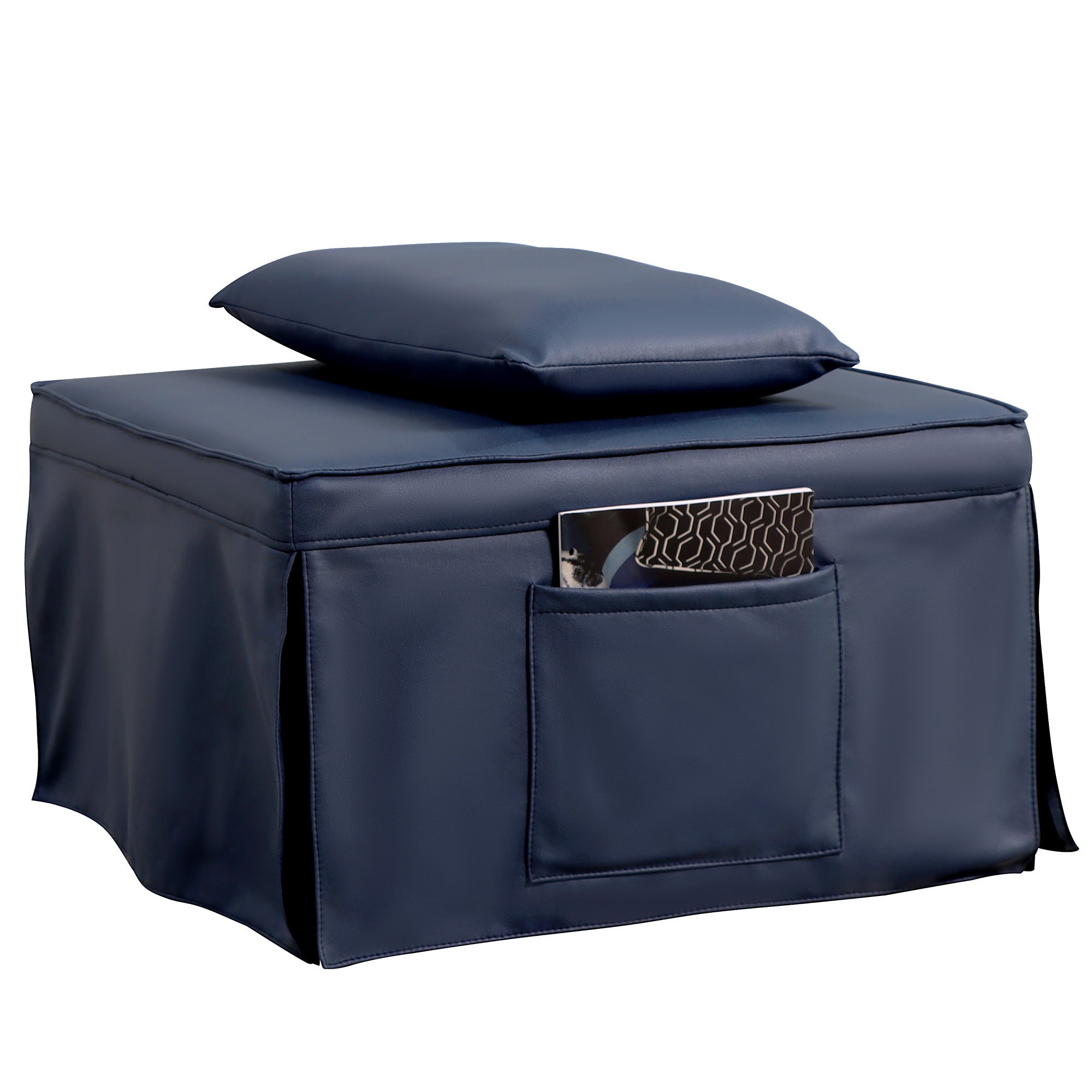 Sofa Bed 4 in 1 Ottoman Sleeper Bed Convertible Chair Bed with Adjustable Back Breathable Sleeper Guest Bed for Small Room, Blue - Atlantic Fine Furniture Inc