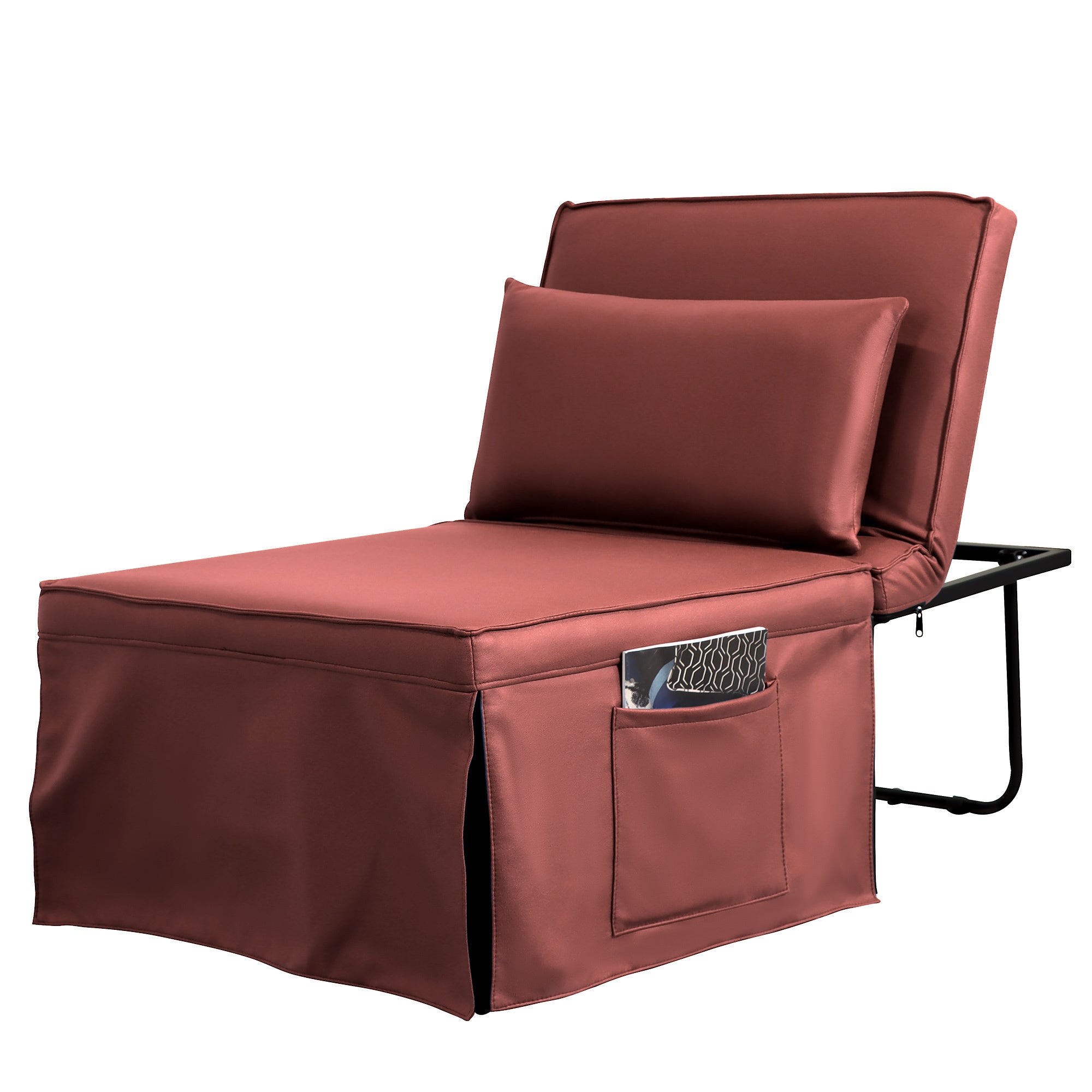 Sofa Bed 4 in 1 Ottoman Sleeper Bed Convertible Chair Bed with Adjustable Back Breathable Sleeper Guest Bed for Small Room, Orange Red - Atlantic Fine Furniture Inc