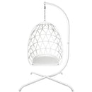 Swing Egg Chair with Stand Indoor Outdoor Wicker Rattan Patio Basket Hanging Chair with C Type bracket , with cushion and pillow,Patio Wicker folding Hanging Chair - Atlantic Fine Furniture Inc