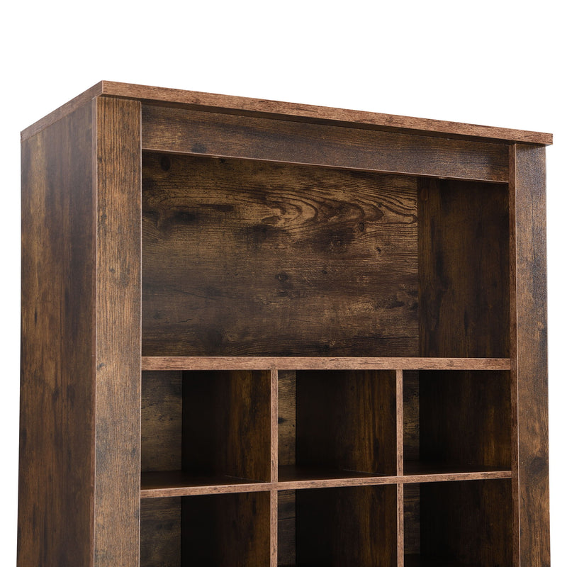On-Trend Stylish Design 30 Shoe Cubby Console, Contemporary Shoe Cabinet With Multiple Storage Capacity, Free Standing Tall Cabinet With Versatile Use For Hallway, Bedroom, Rustic Brown