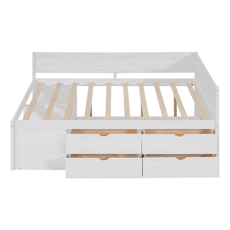 Full Size Daybed With Drawers And Shelves, White