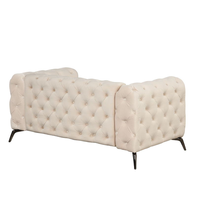63" Velvet Upholstered Loveseat Sofa, Modern Loveseat Sofa With Button Tufted Back, 2 Person Loveseat Sofa Couch For Living Room, Bedroom, Or Small Space, Beige