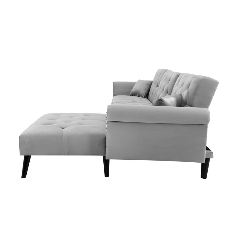 Convertible Sofa bed sleeper light grey velvet - Atlantic Fine Furniture Inc