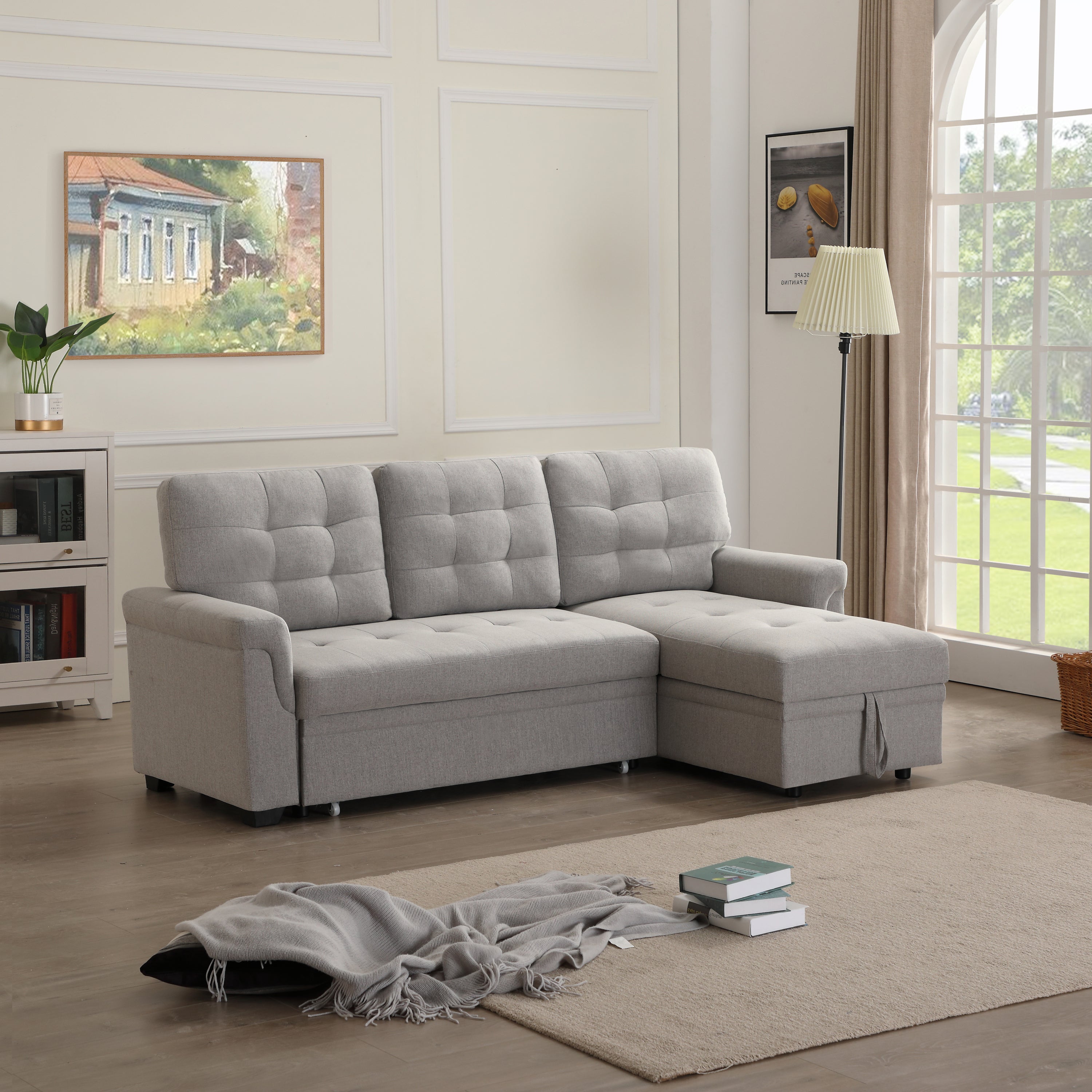 Upholstery Sleeper Sectional Sofa Gray - Atlantic Fine Furniture Inc