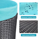 Patio Furniture Outdoor Daybed with Retractable Canopy and Soft Cushions, PE Wicker Rattan Round Sectional Sofa Set for Lawn Garden Backyard Poolside, Turquoise - Atlantic Fine Furniture Inc