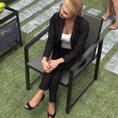 Outdoor Patio Furniture 3 pieces Set Garden Armchair Coffee Side Table,Black Frame, Modern Design - Atlantic Fine Furniture Inc