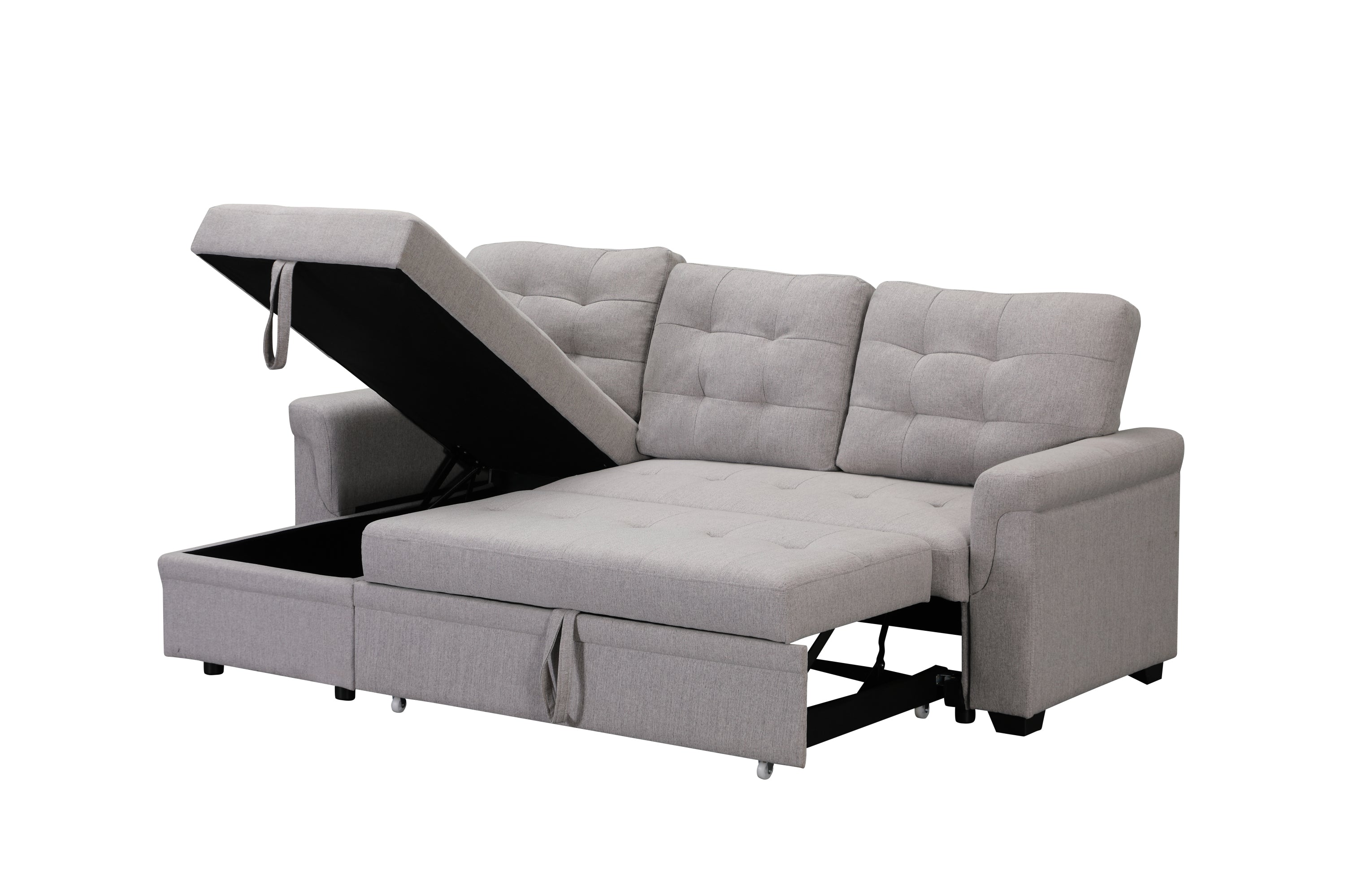 Upholstery Sleeper Sectional Sofa Gray - Atlantic Fine Furniture Inc