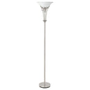 Archie - Frosted Torchiere Floor Lamp - Brushed Steel - Atlantic Fine Furniture Inc