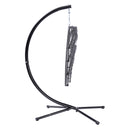 Outdoor Patio Wicker Folding Hanging Chair,Rattan Swing Hammock Egg Chair With C Type Bracket, With Cushion And Pillow - Atlantic Fine Furniture Inc