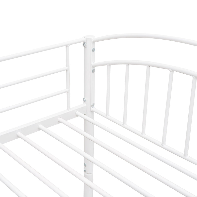 Twin Over Twin Metal Bunk Bed, Divided Into Two Beds (White)