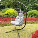 Outdoor Patio Wicker Folding Hanging Chair,Rattan Swing Hammock Egg Chair With Cushion And Pillow - Atlantic Fine Furniture Inc
