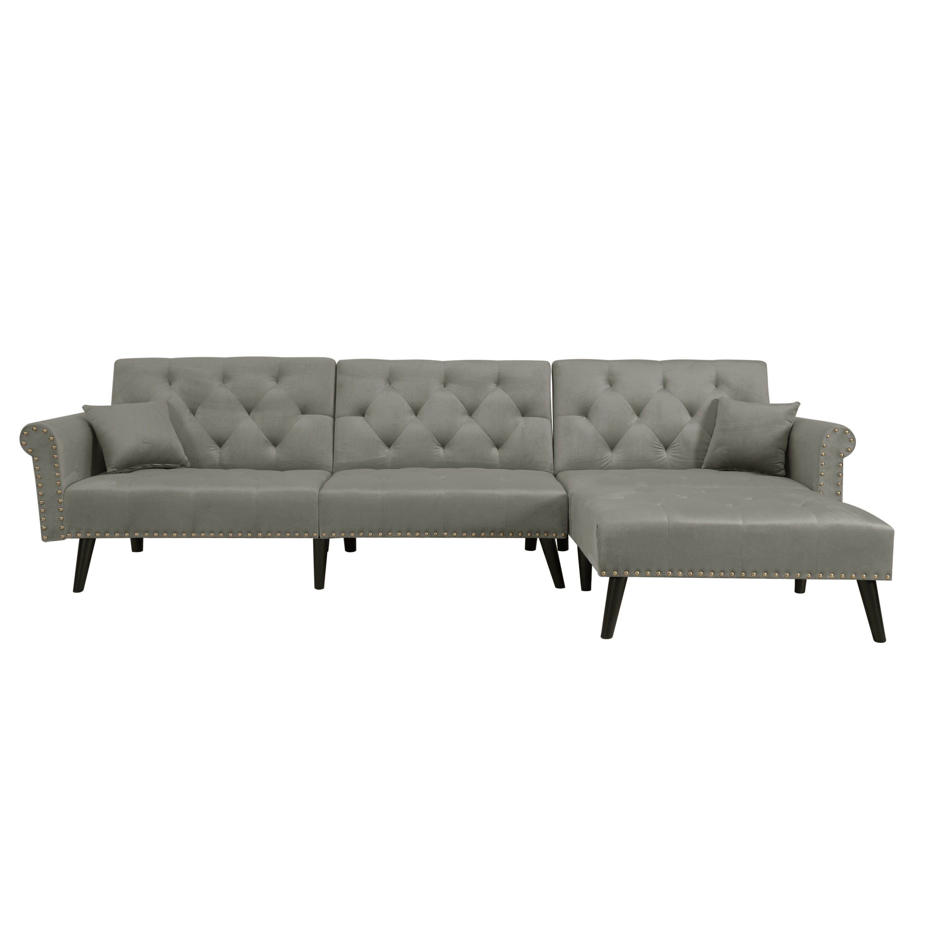 Convertible Sofa bed sleeper Light Grey velvet（W223S00002、W223S00708、W223S00870） - Atlantic Fine Furniture Inc