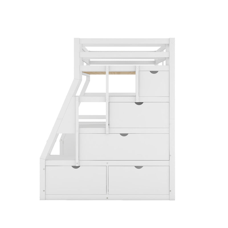 Twin Size Loft Bed With 7 Drawers 2 Shelves And Desk - White