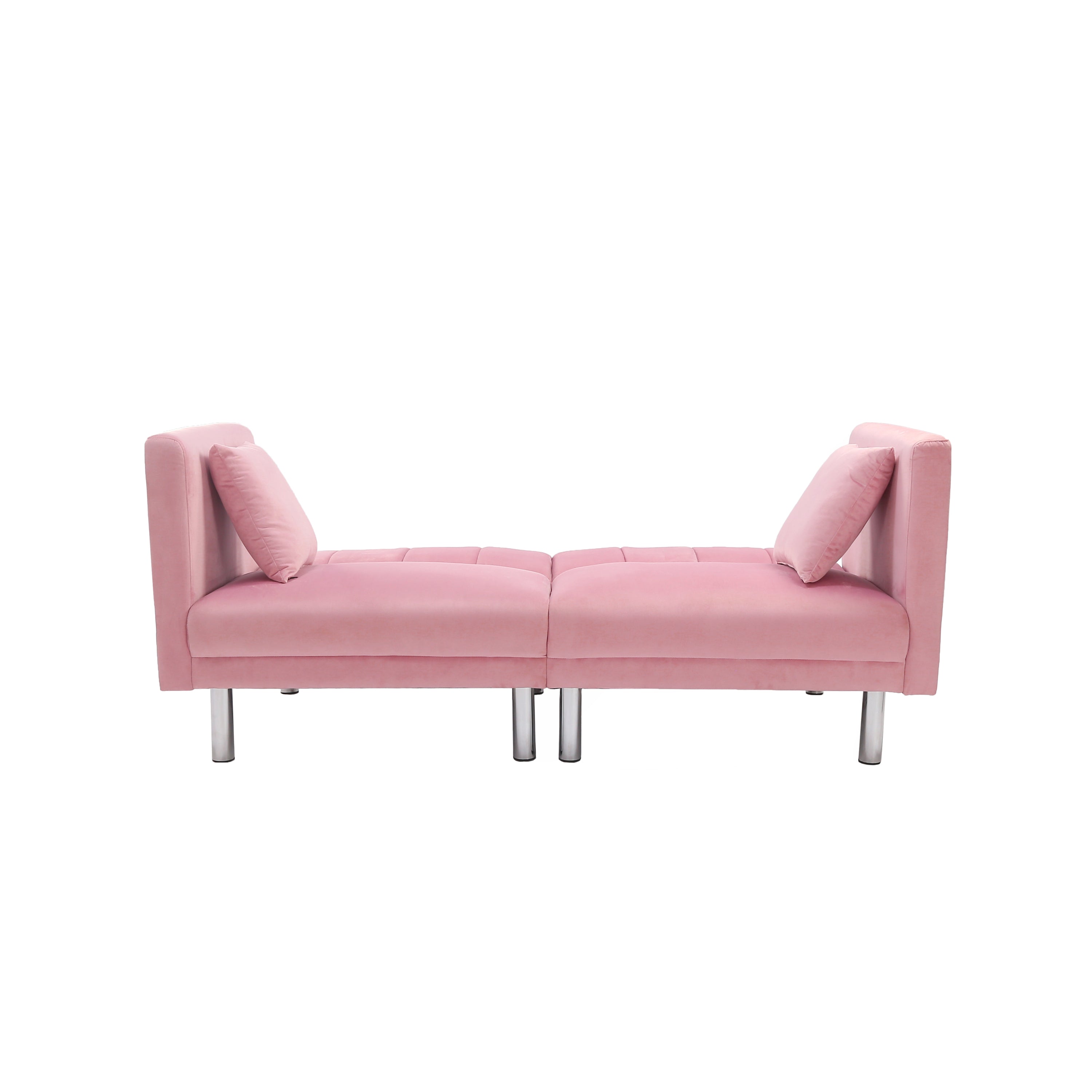 FUTON SOFA SLEEPER PINK VELVET METAL LEGS(W223S01121) - Atlantic Fine Furniture Inc