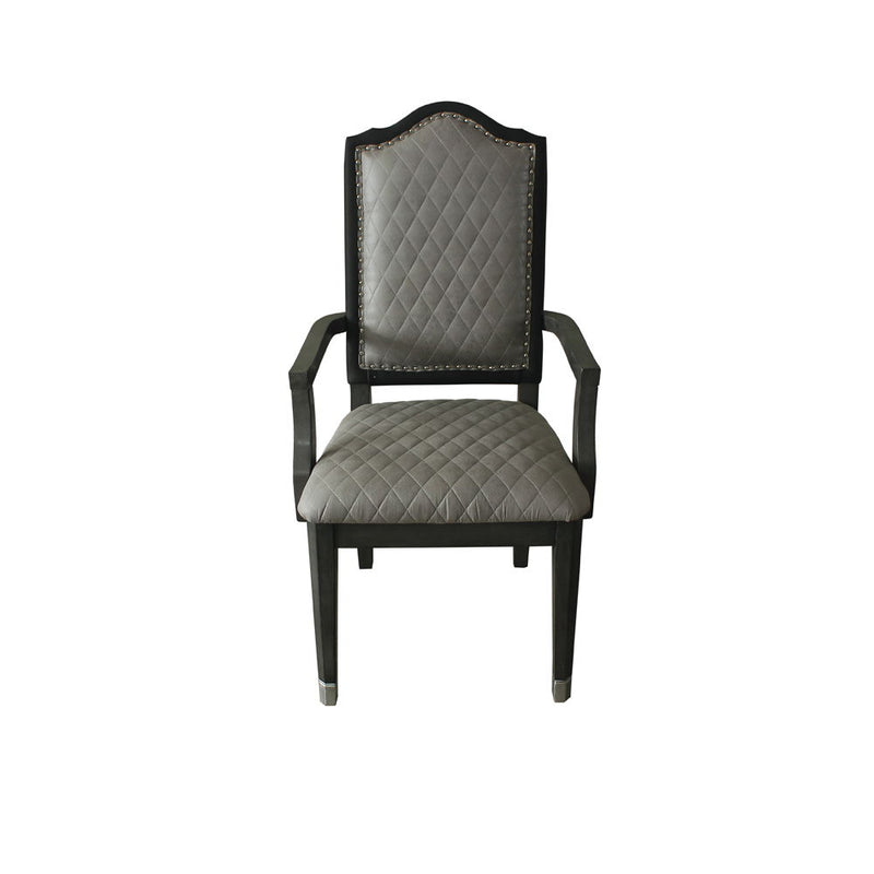 House - Beatrice Chair (Set of 2) - Two Tone Gray Fabric & Charcoal Finish