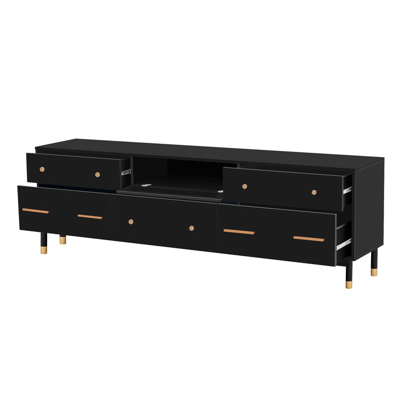 U-Can TV Stand For 75+" Tv, Entertainment Center TV Media Console Table, Modern TV Stand With Storage, TV Console Cabinet Furniture For Living Room - Black