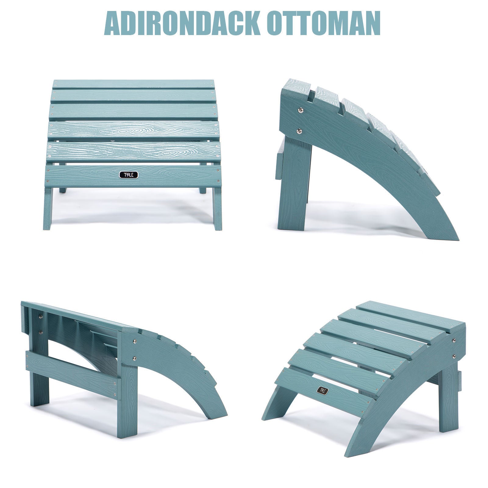 TALE Adirondack Ottoman Footstool All-Weather and Fade-Resistant Plastic Wood for Lawn Outdoor Patio Deck Garden Porch Lawn Furniture Blue - Atlantic Fine Furniture Inc