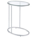 Kyle - Oval Glass Top C-Shaped Sofa Side Table - Chrome - Atlantic Fine Furniture Inc