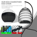 Swing Egg Chair with Stand Indoor Outdoor Wicker Rattan Patio Basket Hanging Chair with C Type bracket , with cushion and pillow,Patio Wicker folding Hanging Chair( Black New arrivals within 10 days) - Atlantic Fine Furniture Inc