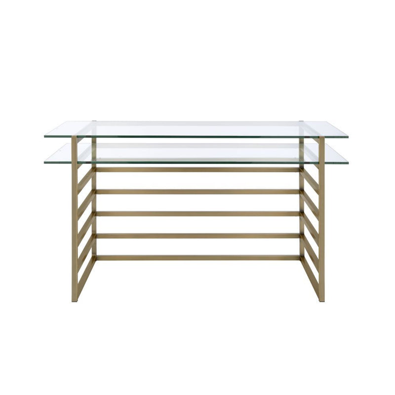 Shona - Desk - Antique Gold & Clear Glass - Atlantic Fine Furniture Inc