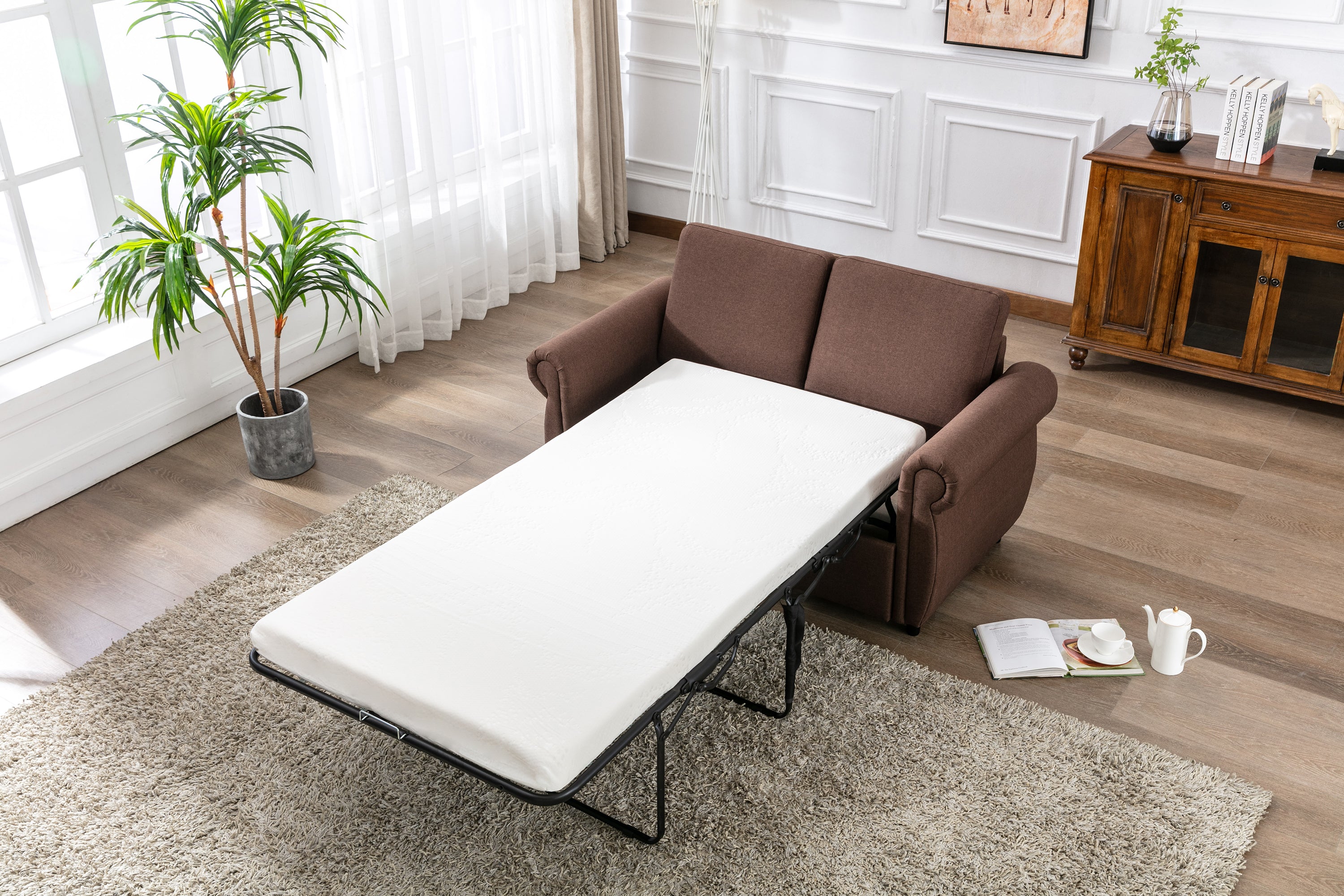 Orisfur Pull Out Sofa Bed  Loveseat Sleeper with Twin Size Memory Mattress for Living Room Spaces - Atlantic Fine Furniture Inc