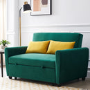 [VIDEO provided]55" Modern Velvet Sofa with Pull-Out Sleeper Bed with 2 Pillows Adjustable Backrest for Small Spaces Green - Atlantic Fine Furniture Inc