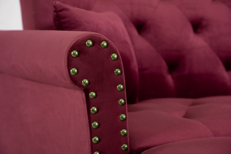 Convertible Sofa bed sleeper red velvet（W223S00006、W223S00458、W223S00873）