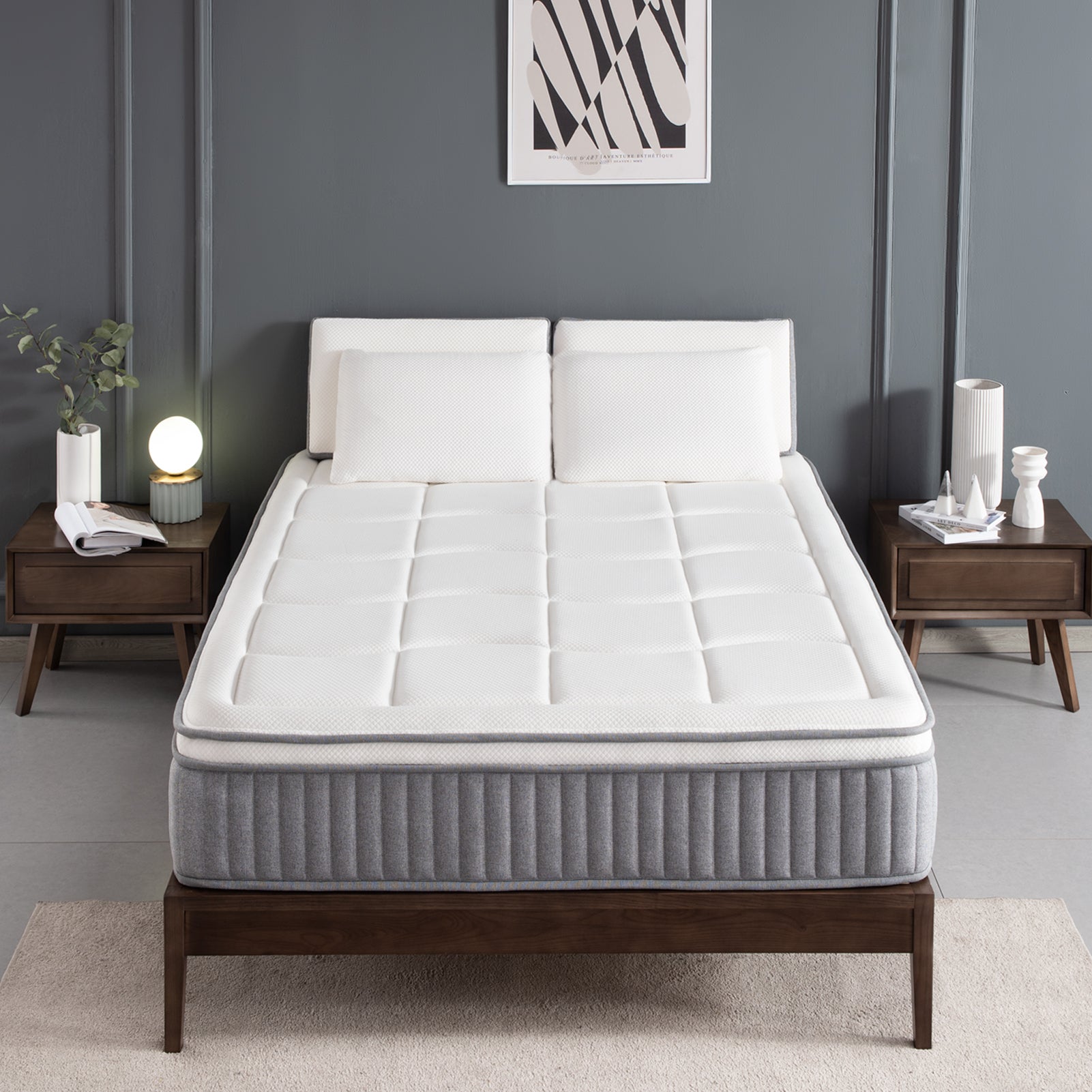 Twin Mattress12 Inch Euro Top Hybrid Mattress, Gel Memory Foam with Pocket Spring Mattress in a Box for Cool Sleep and Balance Support, Medium Feel Mattress, CertiPUR-US Certified - Atlantic Fine Furniture Inc