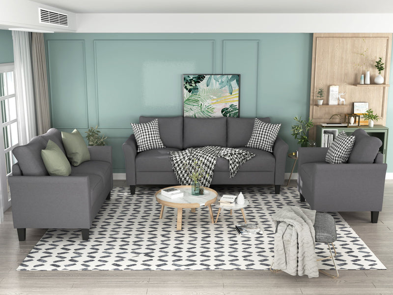 3 Pieces Polyester - Blend Sofa Set - Living Room Set