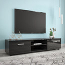 Black TV Stand for 70 Inch TV Stands, Media Console Entertainment Center Television Table, 2 Storage Cabinet with Open Shelves for Living Room Bedroom - Atlantic Fine Furniture Inc