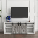 The television cabinet with an electronic fireplace，with Farmhouse Sliding Barn Door ,for TV up to +65 Inch Flat Screen Media Console Table Storage Cabinet Wood Entertainment Center Sturdy - Atlantic Fine Furniture Inc